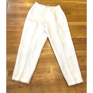 Vintage Cristian Trapan Cream Linen Blend‎ Trousers Size 10 Made In Hong Kong